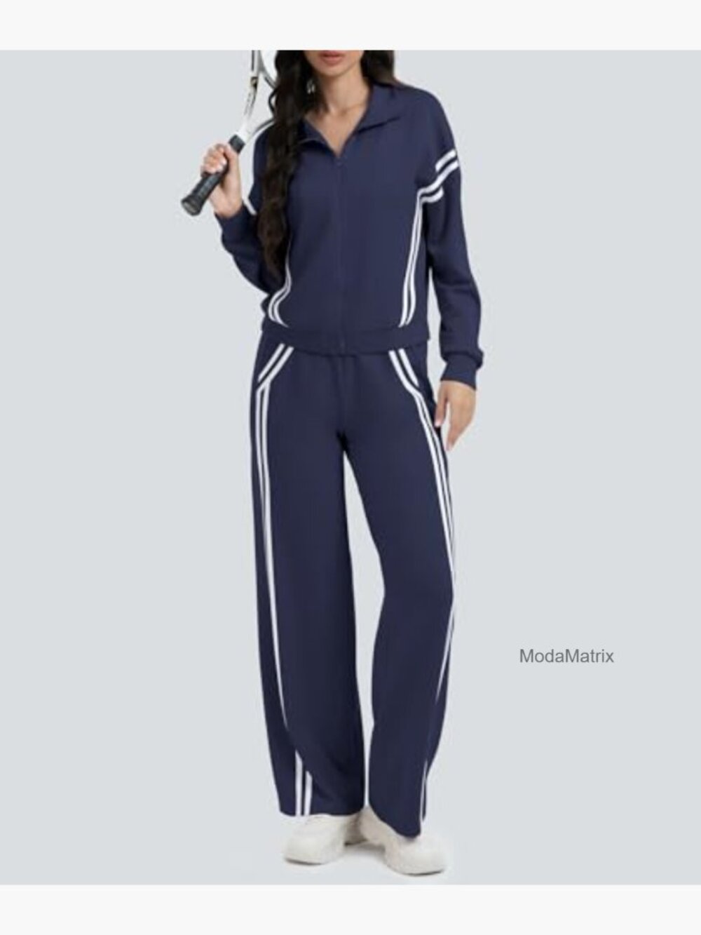 Contrast Striped Zip Up Sweat Set Track Suit Jogging Pants Lounge Outfit - Picture 4 of 7